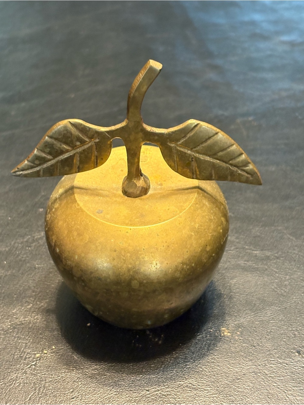 Vintage Solid Brass Apple Bell Handmade India Leaf Teacher Desk Decor